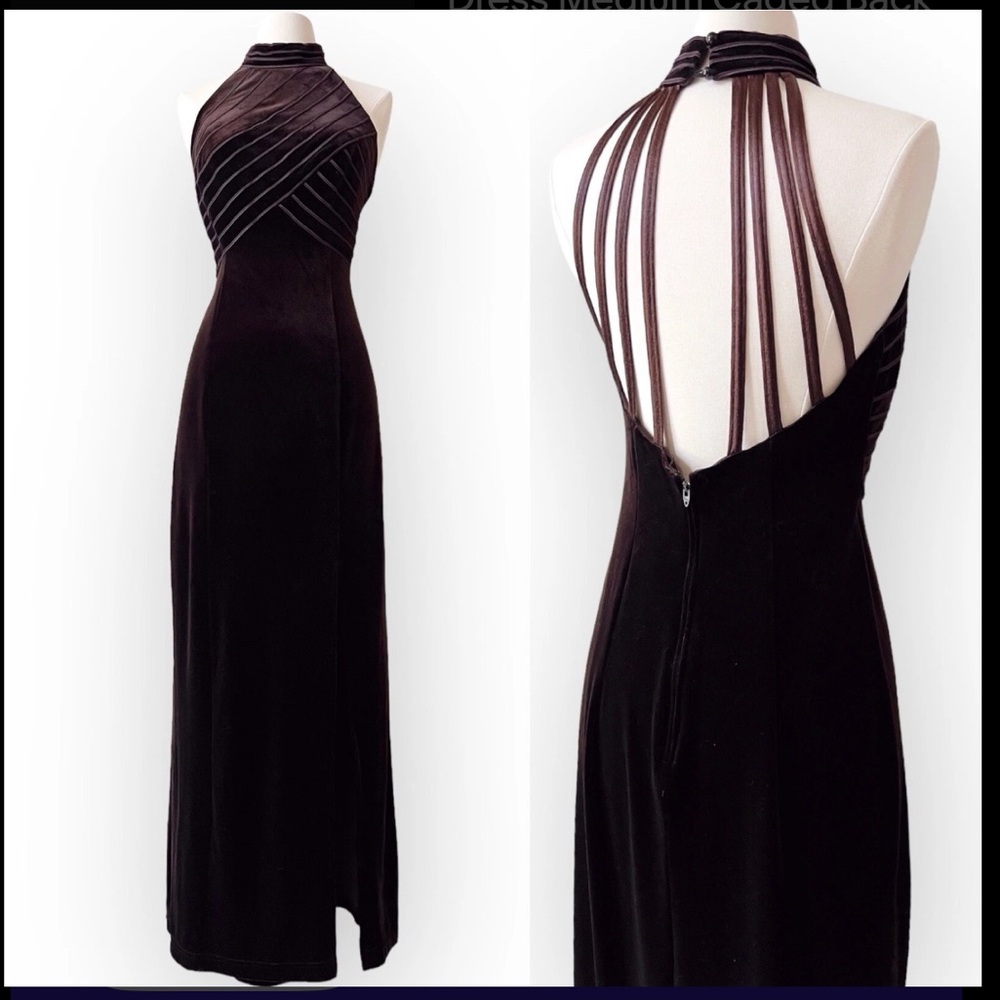 Y2K 90s Hugo Buscati brown velvet dress